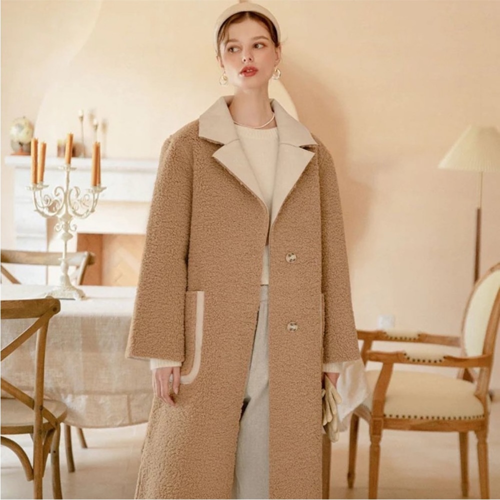 LAST DAY -- Petite Studio NYC Sienna Reversible Coat in Camel and Ivory BNWT